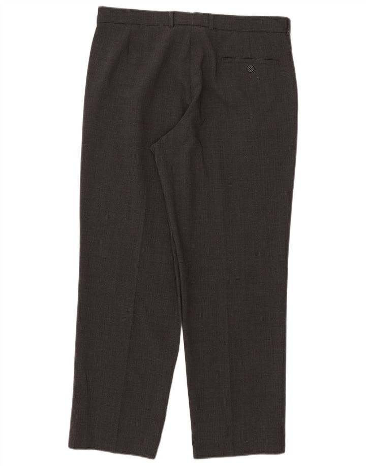 Calça masculina de terno reto sob medida Marks & Spencer W34 L29 poliéster cinza