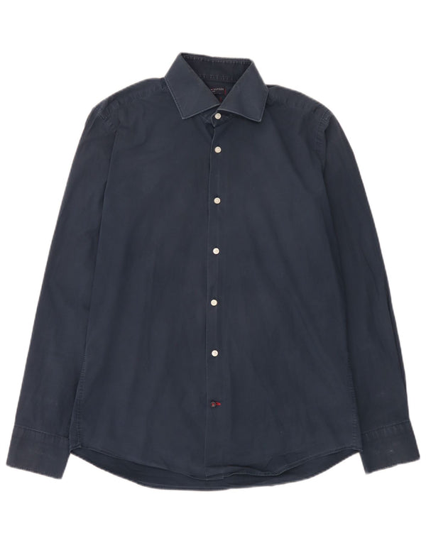 Tommy Hilfiger Mens Tailored Slim Fit Camisa Tamanho 40 15 3/4 Médio Azul Marinho