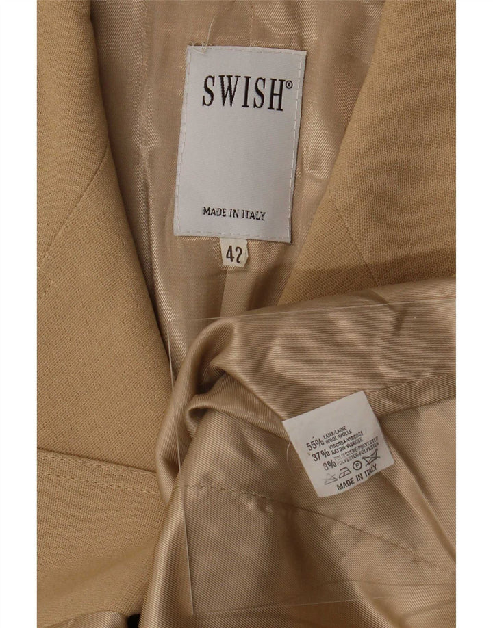 Swish Jaqueta Blazer feminina de 4 botões IT 42 Lã bege médio