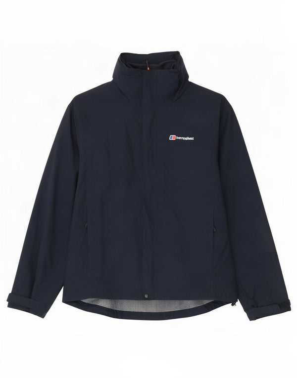 Jaqueta corta-vento masculina Berghaus com capuz UK 40 grande azul marinho poliamida