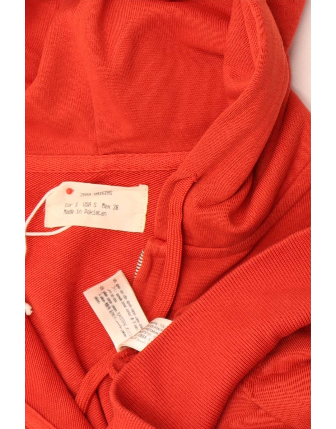 Zara Suéter masculino com capuz e zíper pequeno algodão vermelho