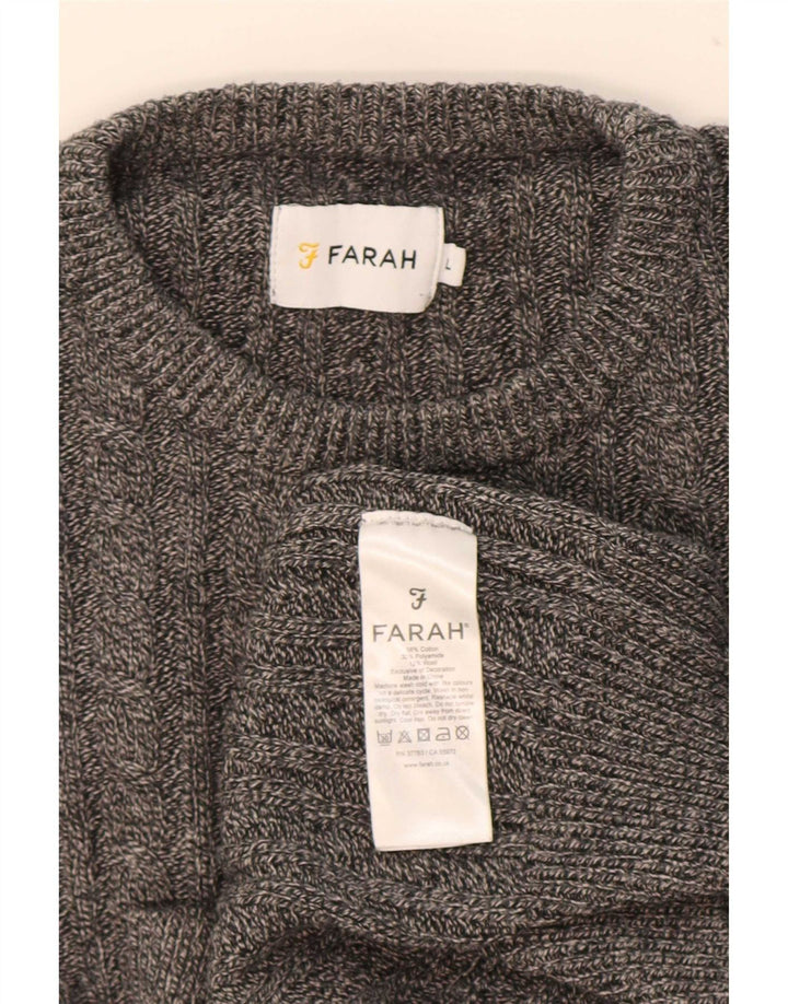 Suéter masculino Farah com gola redonda, grande algodão cinza