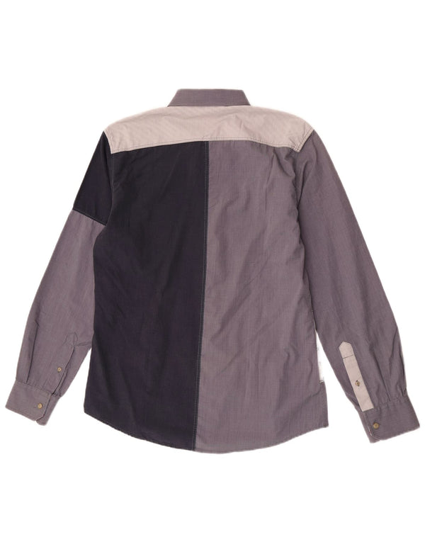 Camisa gráfica masculina Desigual algodão colorblock azul médio
