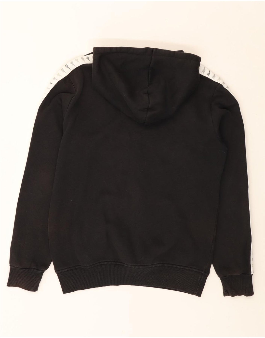 REEBOK masculino clássico gráfico moletom com capuz pequeno preto colorido bloco de algodão