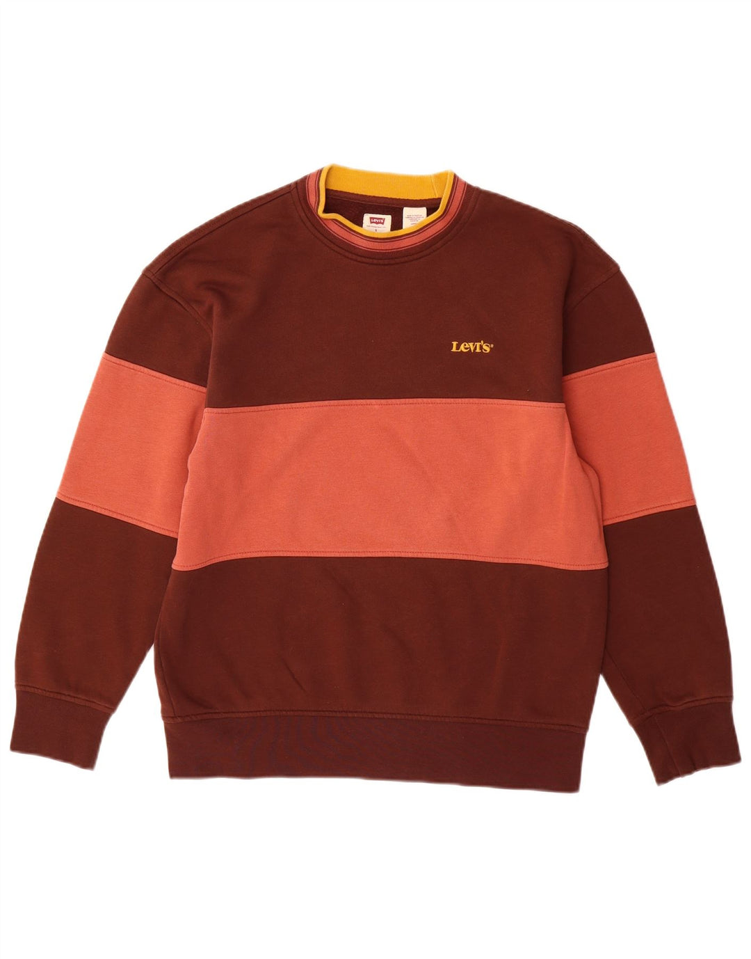 Moletom masculino relaxado Levi's Jumper pequeno algodão colorblock marrom