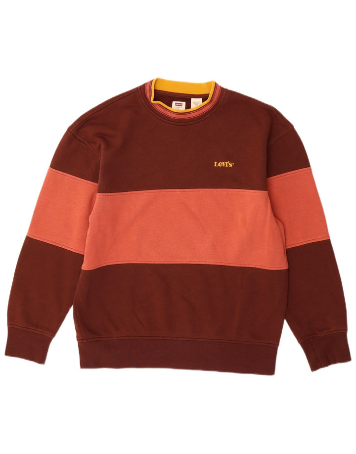 Moletom masculino relaxado Levi's Jumper pequeno algodão colorblock marrom
