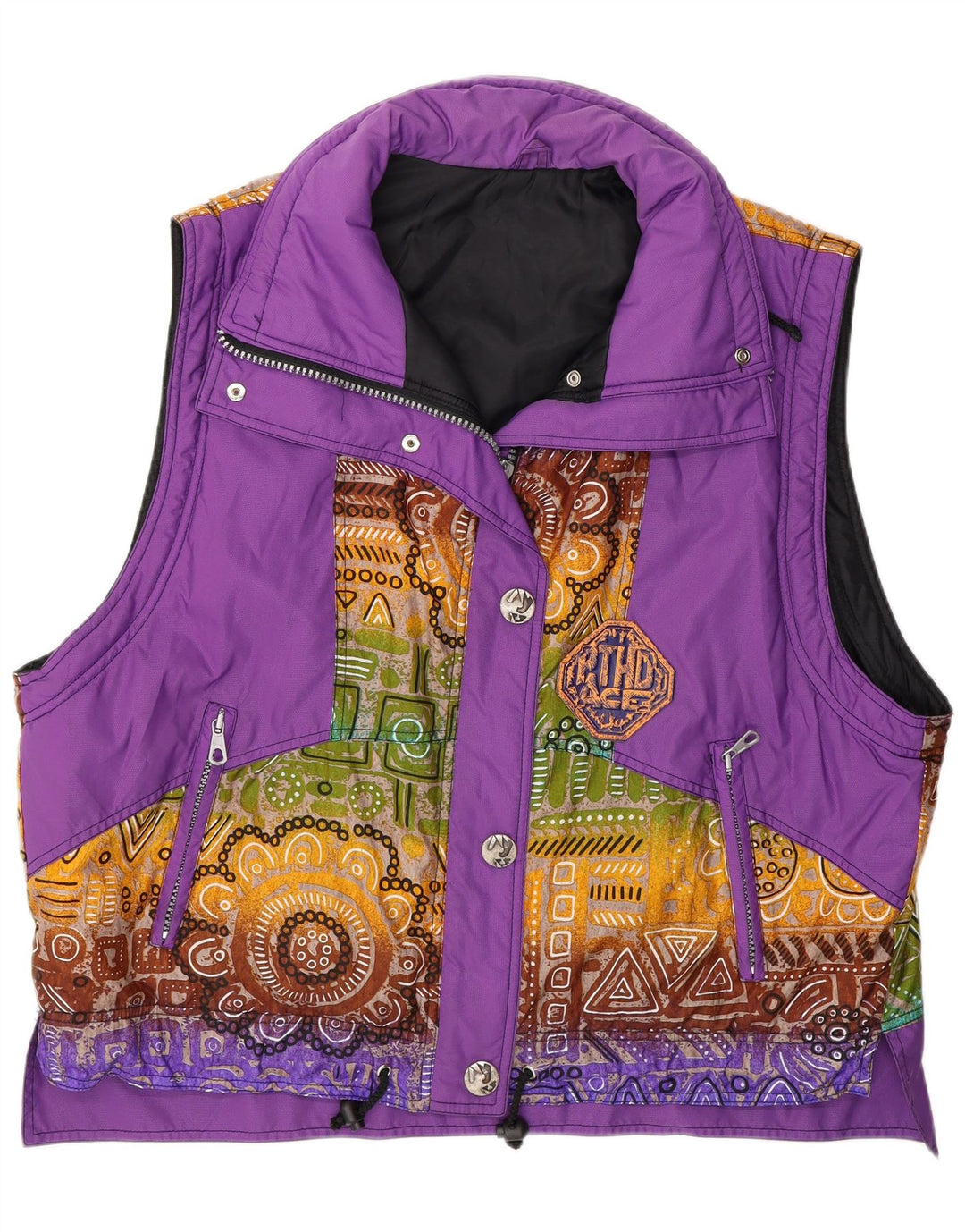 Colete feminino vintage oversized IT 44 poliamida geométrica roxa média