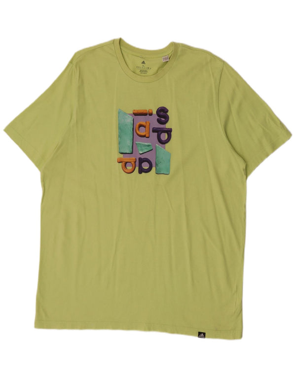 Adidas Mens Graphic T-Shirt Top XL Algodão Verde