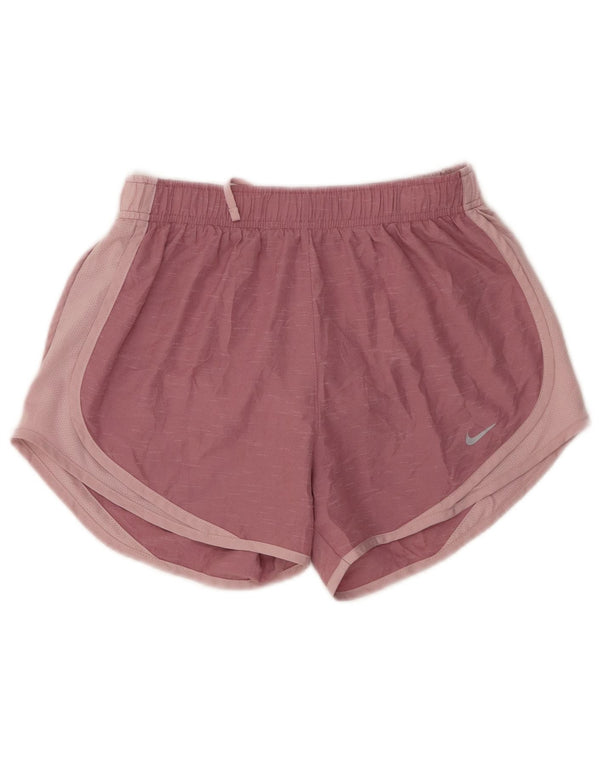Shorts esportivo feminino Nike Dri Fit UK 8 pequeno poliéster manchado rosa
