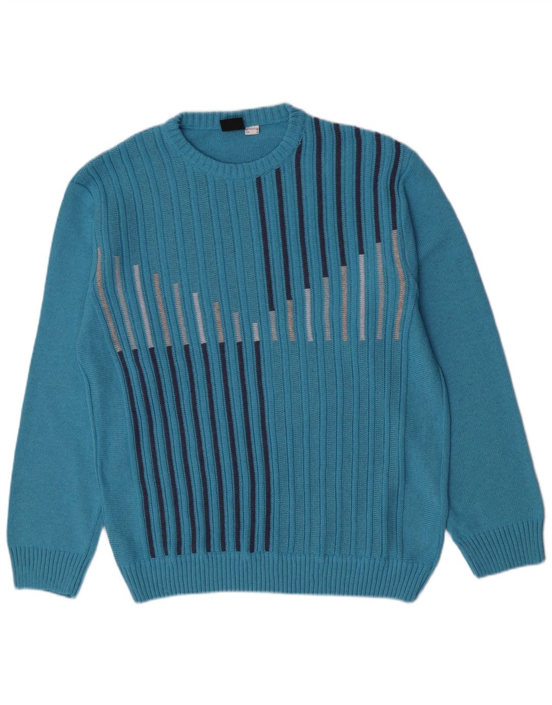 Suéter masculino Gixan com ajuste regular e gola redonda IT 50 listrado azul médio