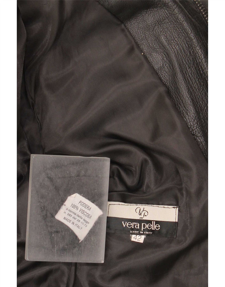 Jaqueta de couro feminina vintage para motociclista IT 42 médio preto