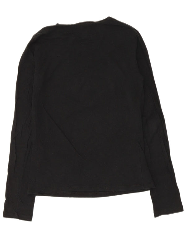 Top gráfico feminino Armani Jeans manga comprida Reino Unido 14 algodão preto médio