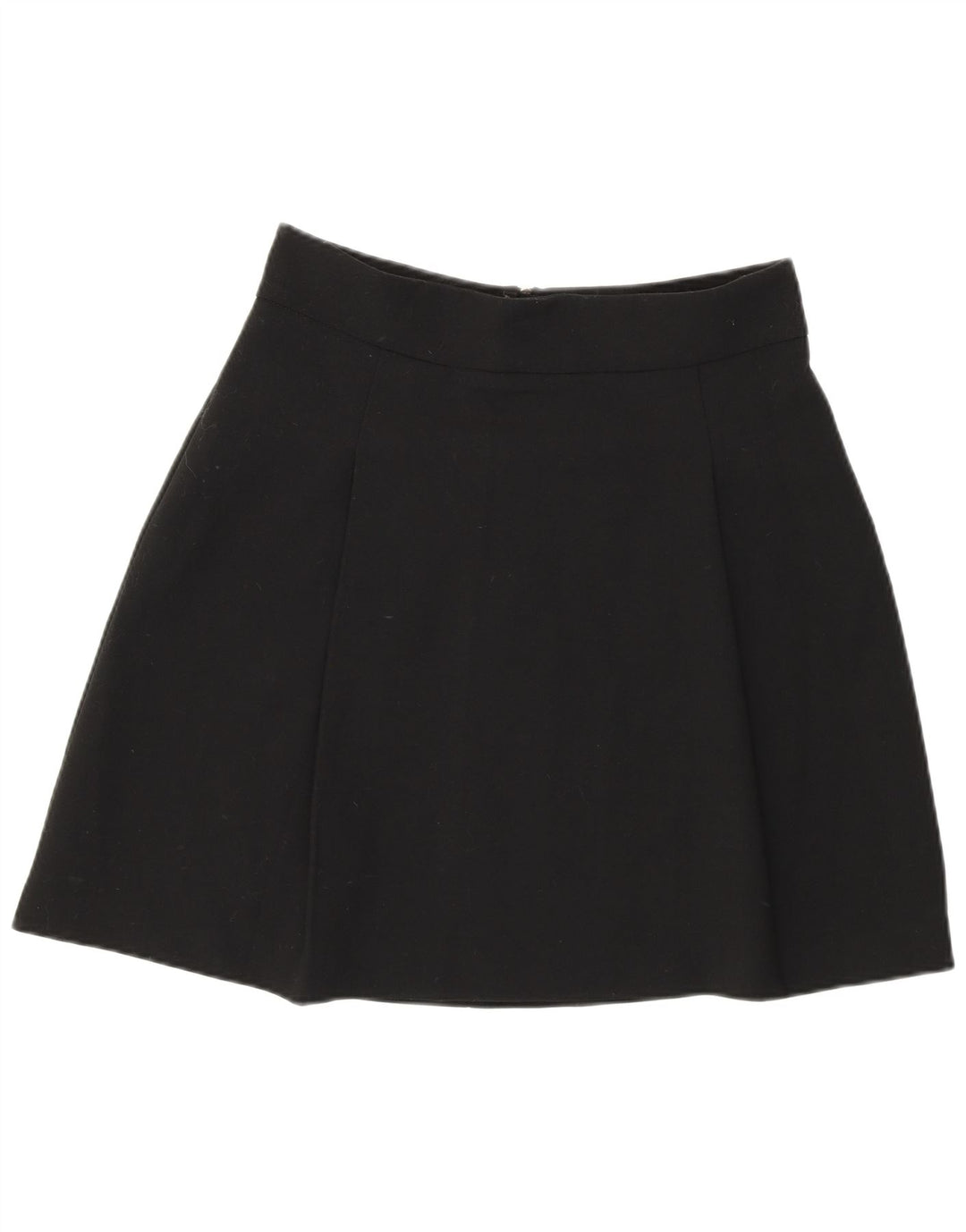 Saia feminina Marks & Spencer A-Line UK 10 pequena W29 poliéster preto