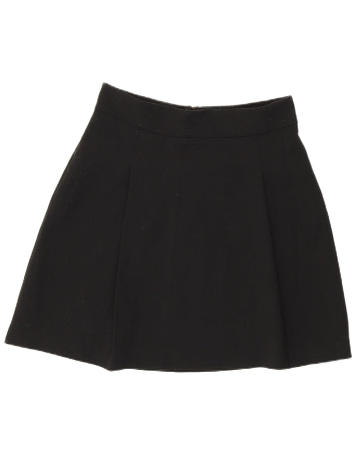Saia feminina Marks & Spencer A-Line UK 10 pequena W29 poliéster preto