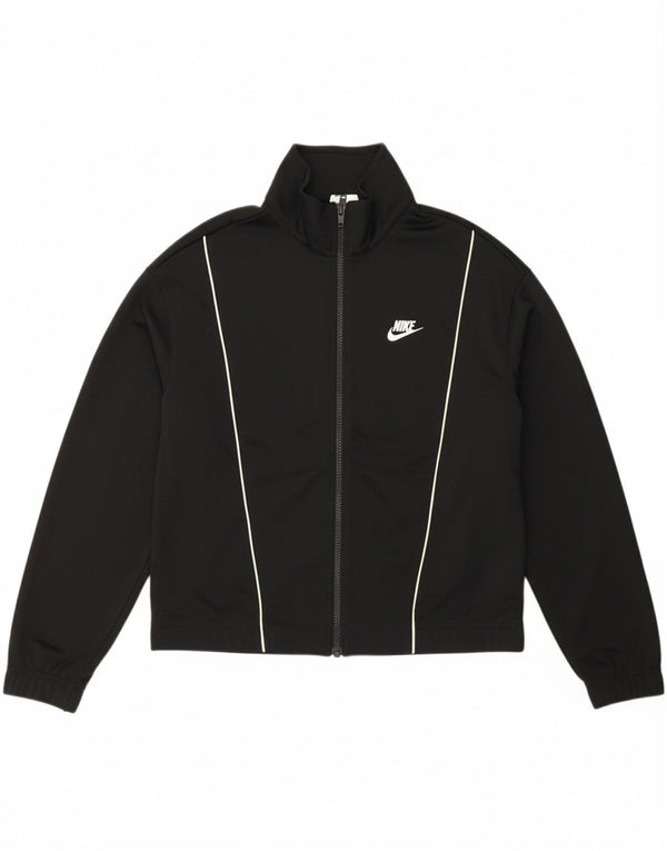 NIKE Womens Tracksuit Top Jacket UK 14 Médio Preto Poliéster