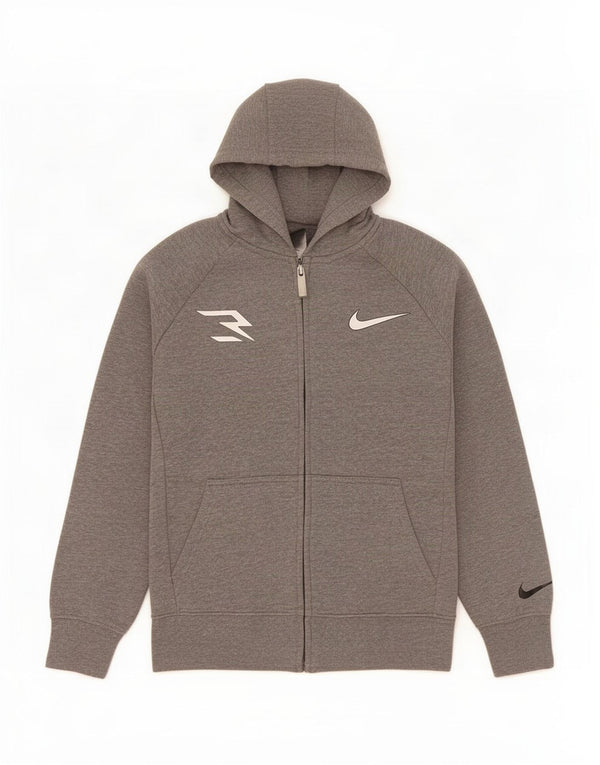 Suéter Nike Boys 3BRAND Graphic Zip com capuz 10-11 anos cinza médio manchado