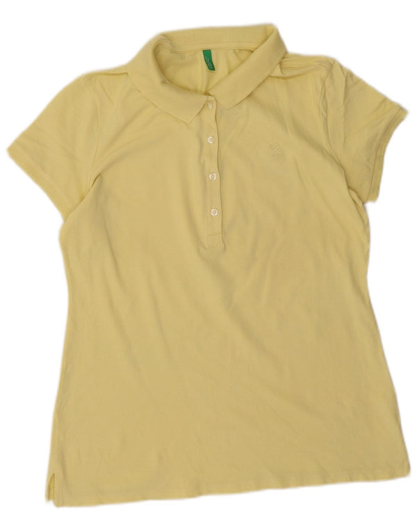 Camisa polo feminina Benetton UK 12 médio amarelo