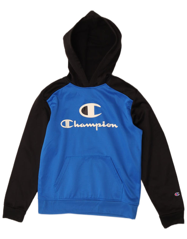 Jumper com capuz gráfico Champion Boys 14-15 anos azul colorido bloco esportivo