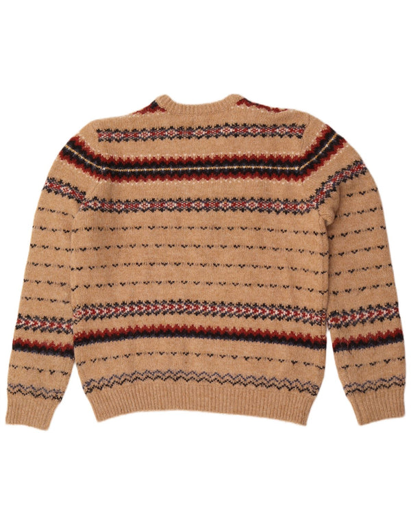 Suéter masculino Scout com gola redonda grande bege Fair Isle Nylon