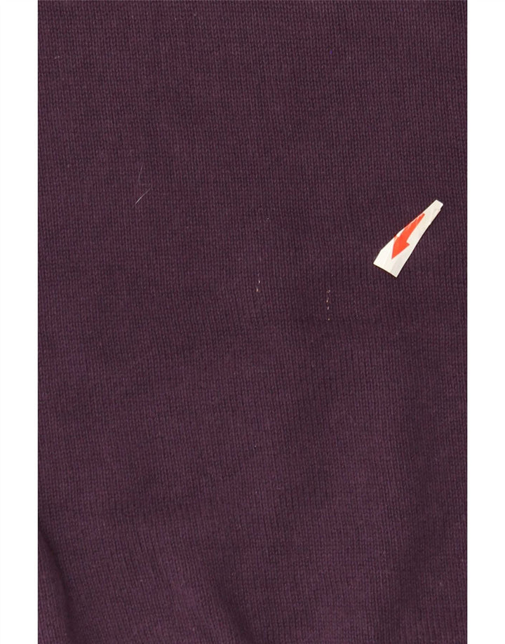 Suéter masculino Marks & Spencer com ajuste regular e decote em V de algodão roxo médio
