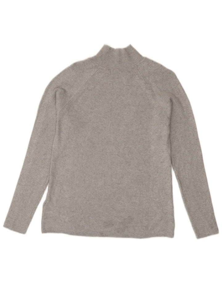 Suéter feminino Marks & Spencer com gola tartaruga Reino Unido 12 viscose cinza médio