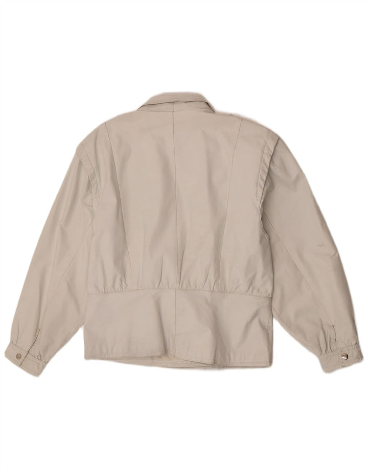 Jaqueta de couro militar das mulheres vintage UE 42 grande couro branco