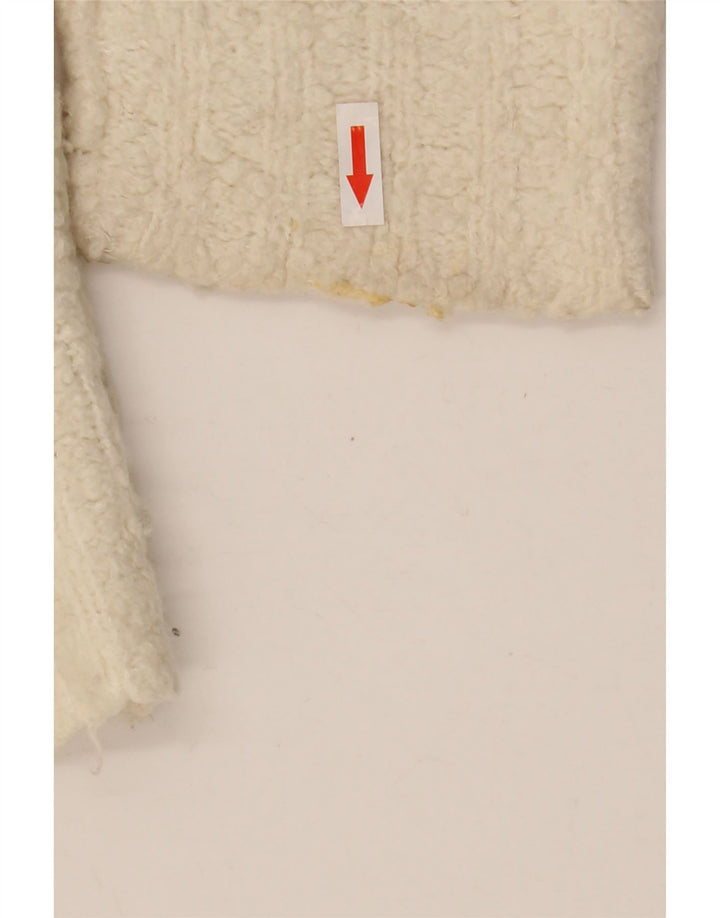 Suéter feminino vintage com gola canoa grande Reino Unido 14 médio branco