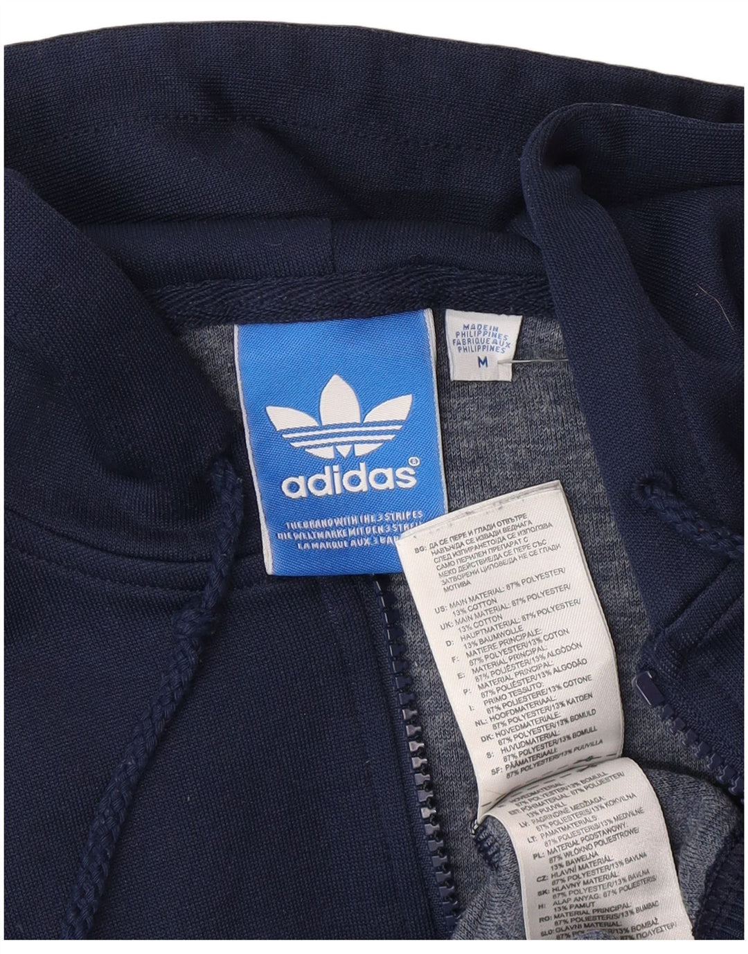 Suéter Adidas Masculino Graphic Zip com Capuz Médio Azul Marinho Poliéster