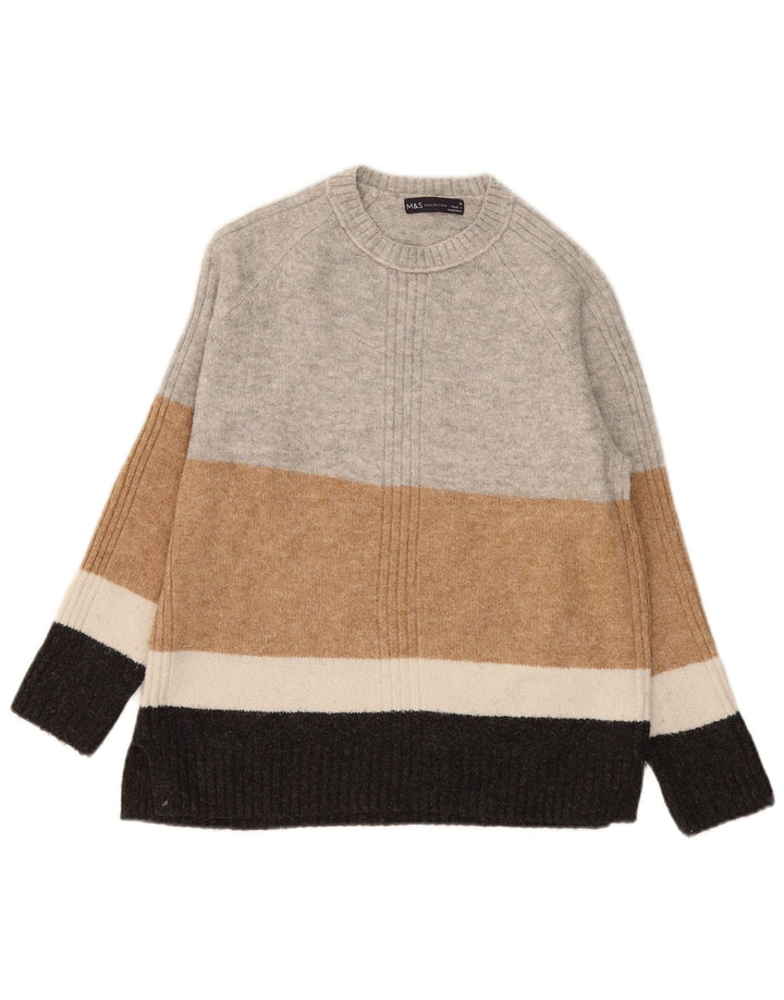 Suéter feminino Marks & Spencer com gola redonda Reino Unido 14 cinza médio