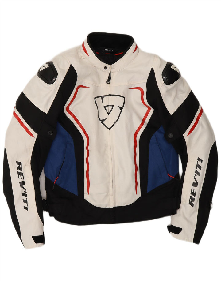 Jaqueta masculina REV'IT para motociclista UK 36 motocicleta pequena em bloco branco esbranquiçado