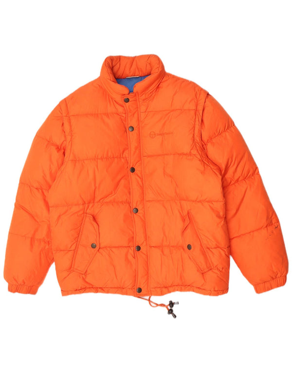 Jaqueta masculina acolchoada com capuz Sergio Tacchini UK 36 poliamida laranja pequena