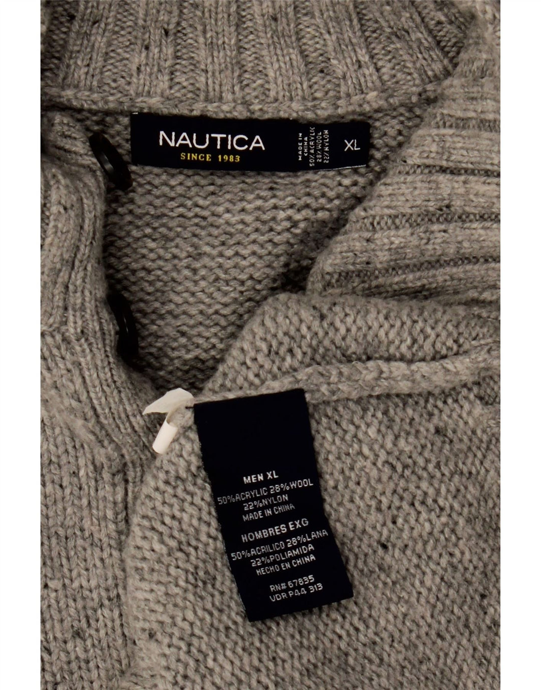 Suéter masculino NAUTICA com gola redonda XL cinza manchado acrílico
