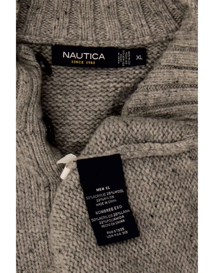 Suéter masculino NAUTICA com gola redonda XL cinza manchado acrílico