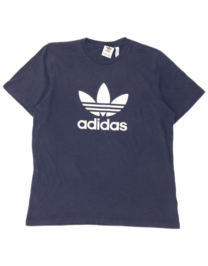 Camiseta masculina ADIDAS com estampa gráfica grande algodão azul marinho