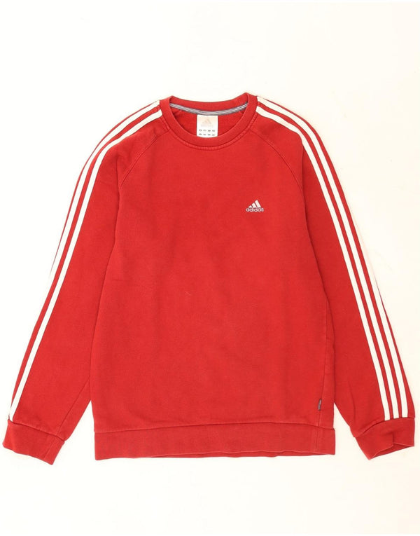 Adidas Mens Moletom Jumper Pequeno Algodão Colorblock Vermelho