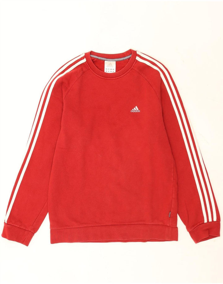 Adidas Mens Moletom Jumper Pequeno Algodão Colorblock Vermelho