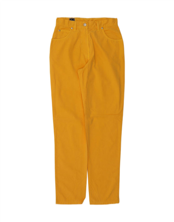 Calça feminina reta casual BELFE W29 L30 algodão amarelo