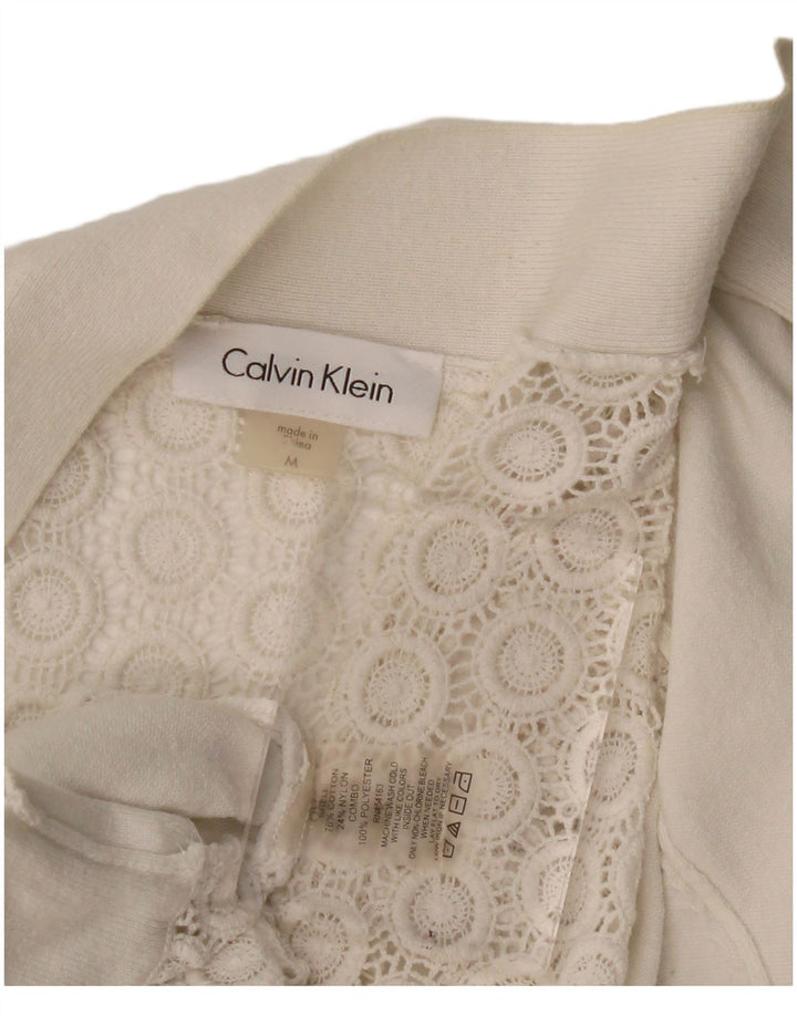 Suéter cardigã feminino CALVIN KLEIN manga 3/4 UK 12 médio off white