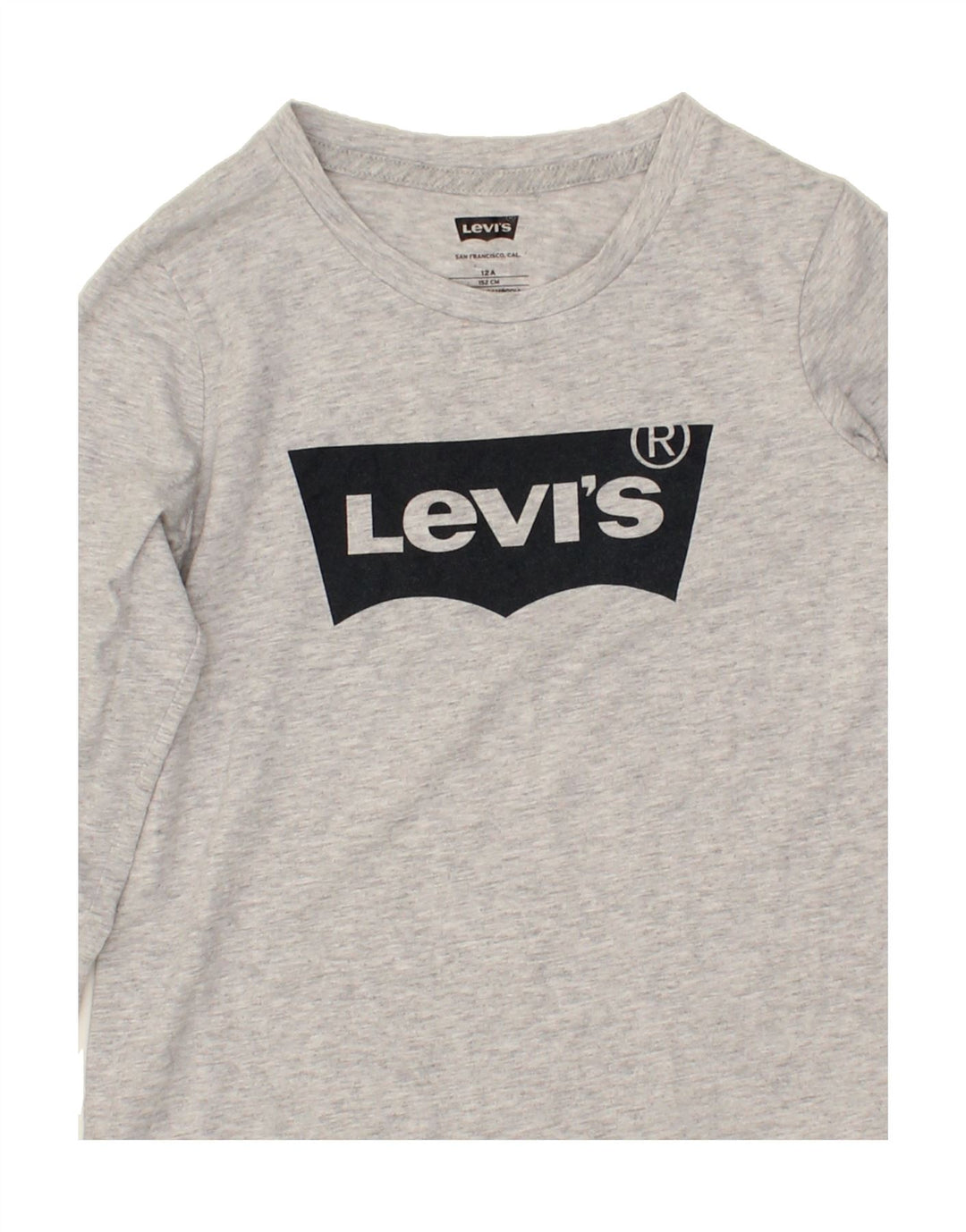 LEVI'S Boys Graphic Top Long Sleeve 11-12 Years Grey Cotton Vintage Levi's and Second-Hand Levi's from Messina Hembry 