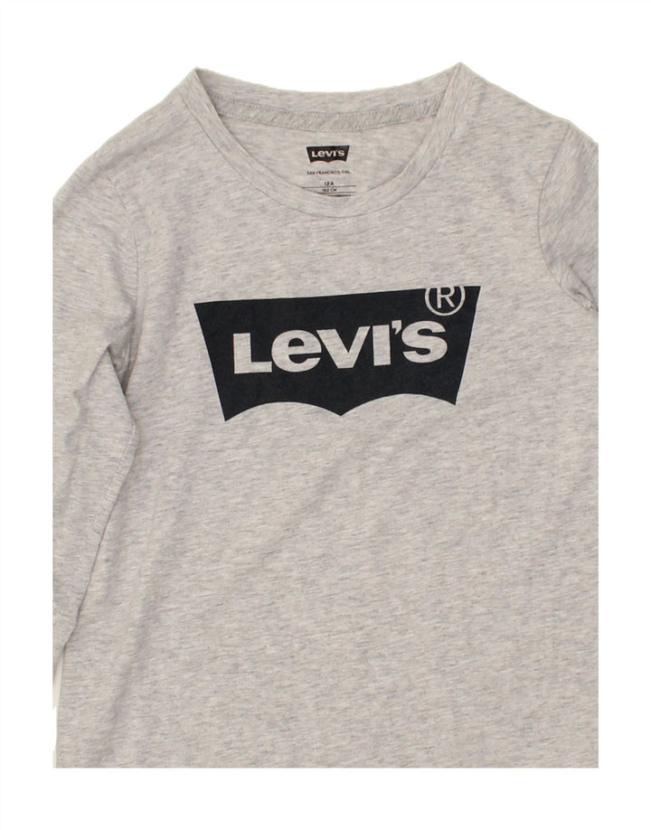 LEVI'S Boys Graphic Top Long Sleeve 11-12 Years Grey Cotton Vintage Levi's and Second-Hand Levi's from Messina Hembry 