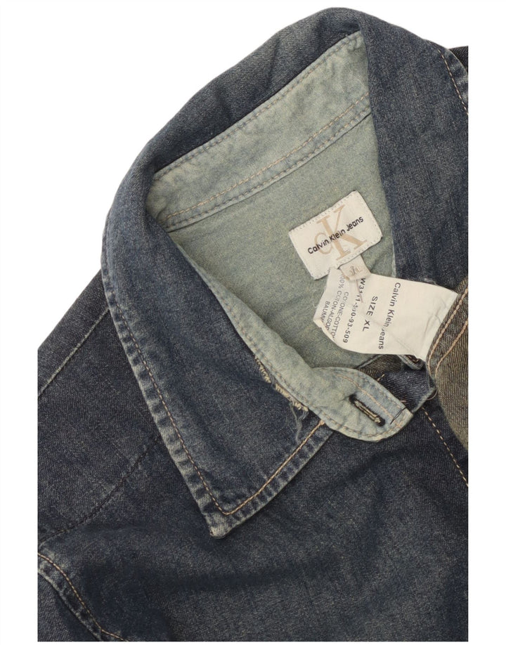 Camisa jeans feminina Calvin Klein Jeans XL azul algodão