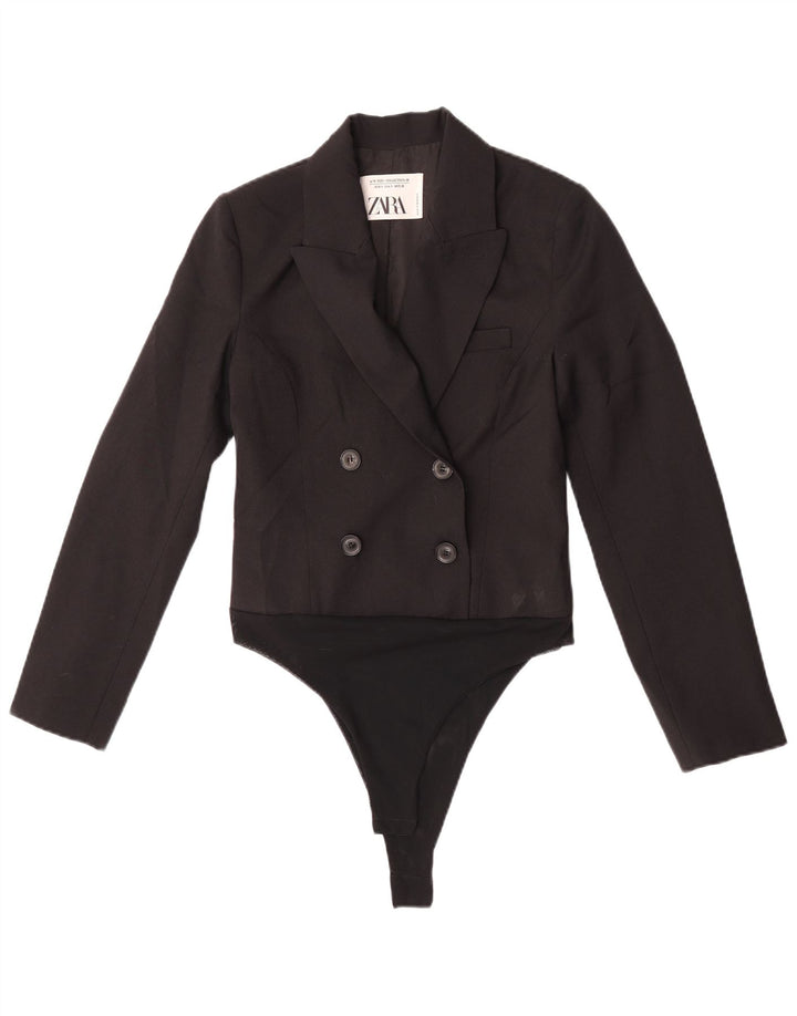 Macacão feminino Zara UK 10 pequeno poliéster colorblock preto