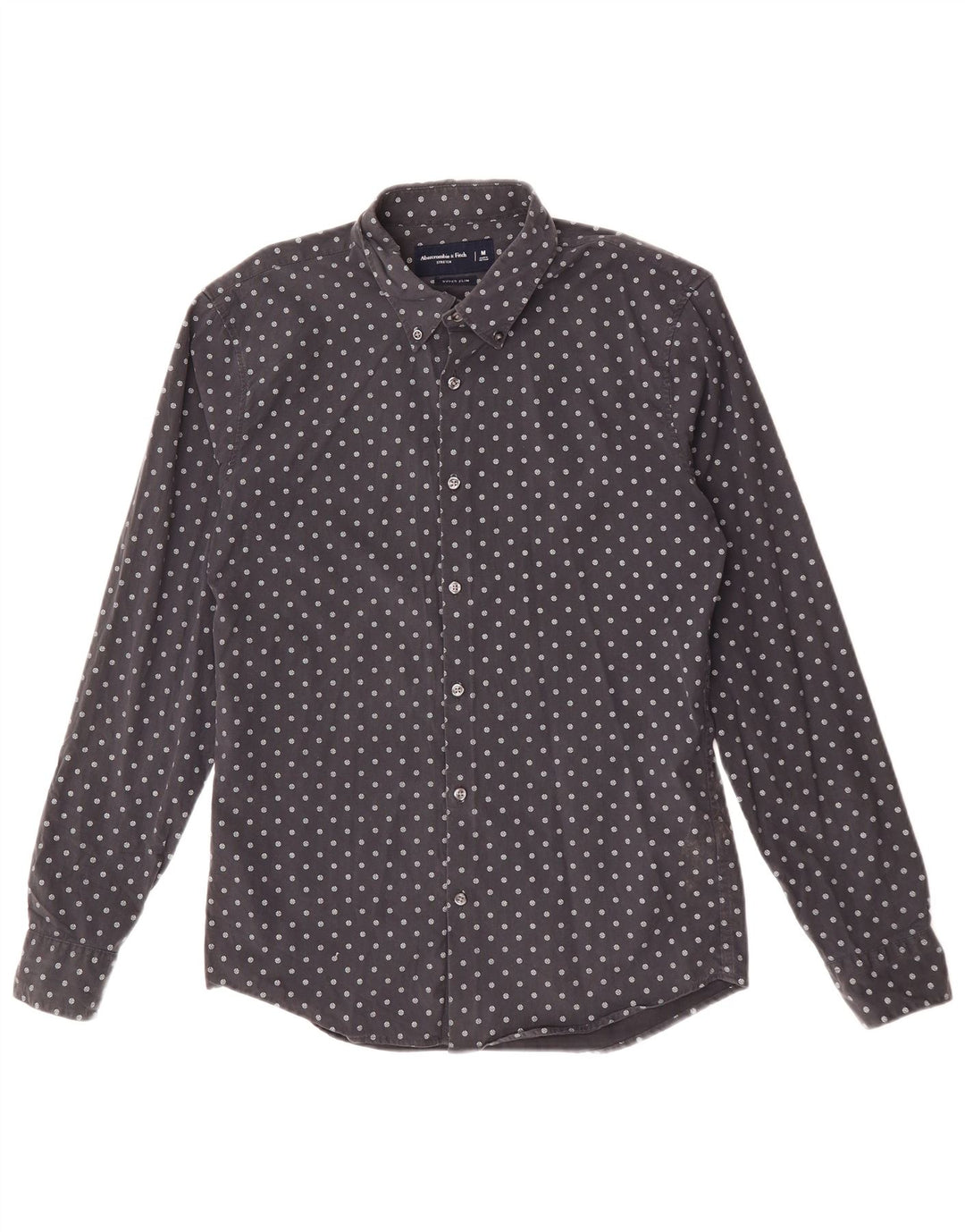 ABERCROMBIE & FITCH Mens Slim Shirt Medium Black Geometric Cotton