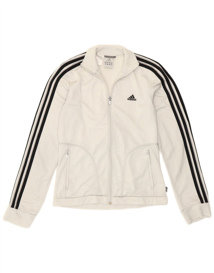Adidas Womens Tracksuit Top Jacket UK 10 Pequeno Cinza Poliéster