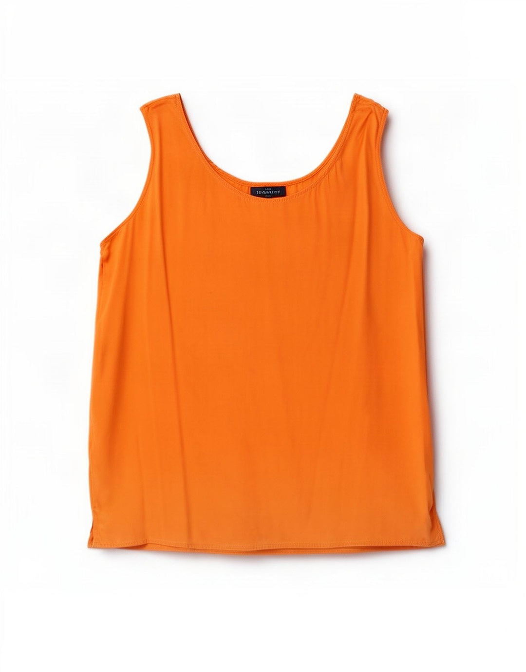 Blusa feminina vintage sem mangas UK 12 seda laranja média