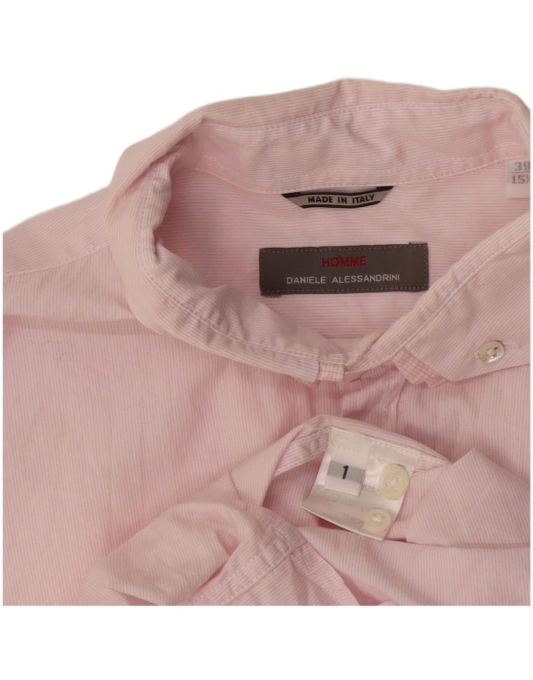 Camisa masculina Daniele Alessandrini tamanho 39 15 1/2 risca de giz rosa médio