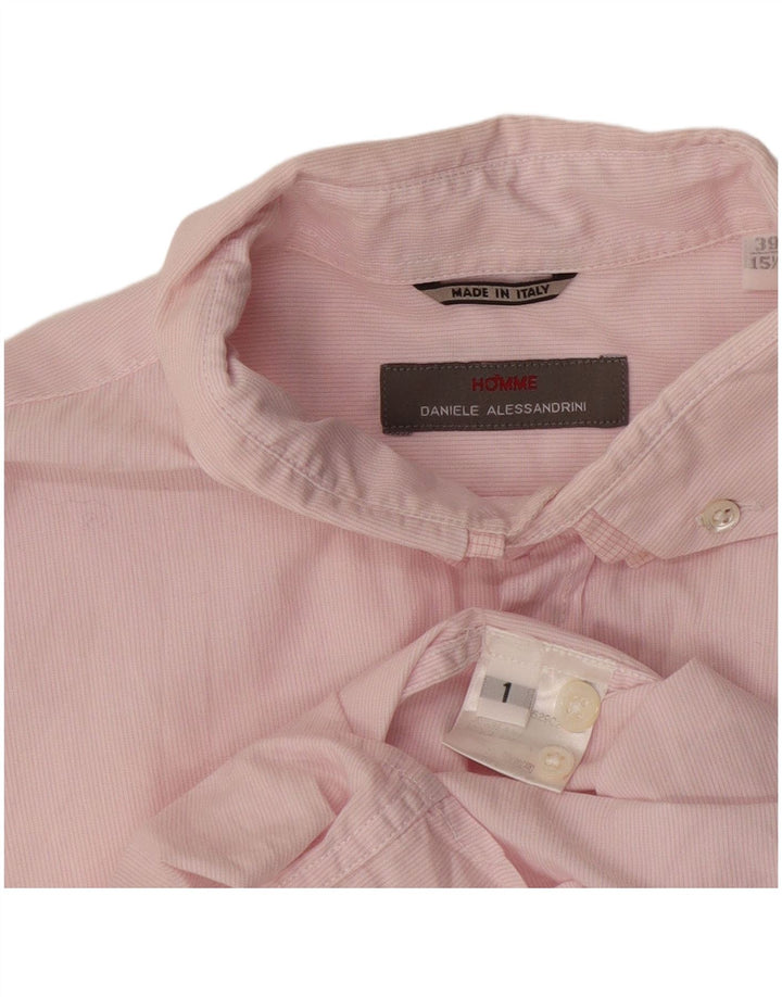 Camisa masculina Daniele Alessandrini tamanho 39 15 1/2 risca de giz rosa médio