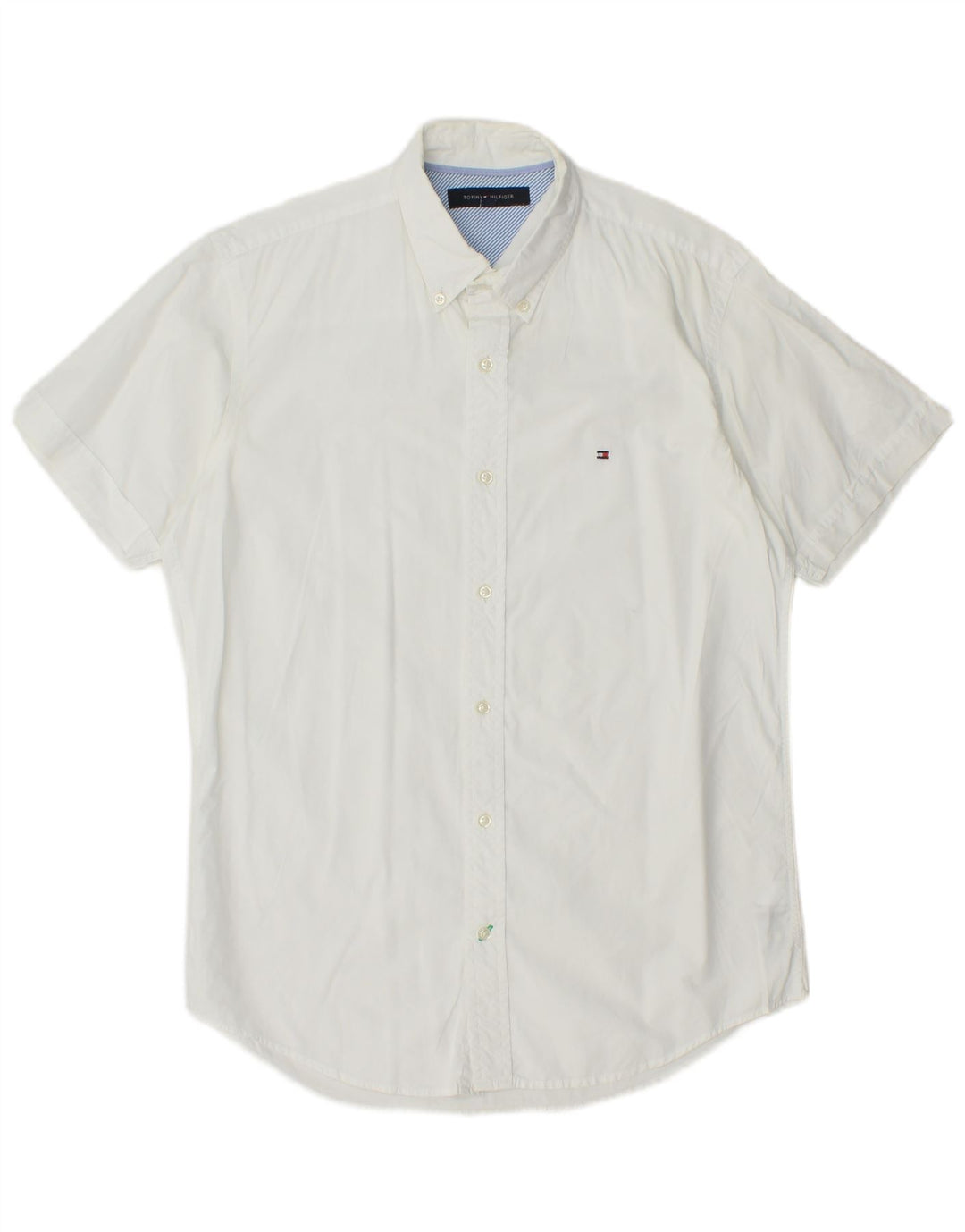 Camisa masculina de manga curta TOMMY HILFIGER algodão branco médio