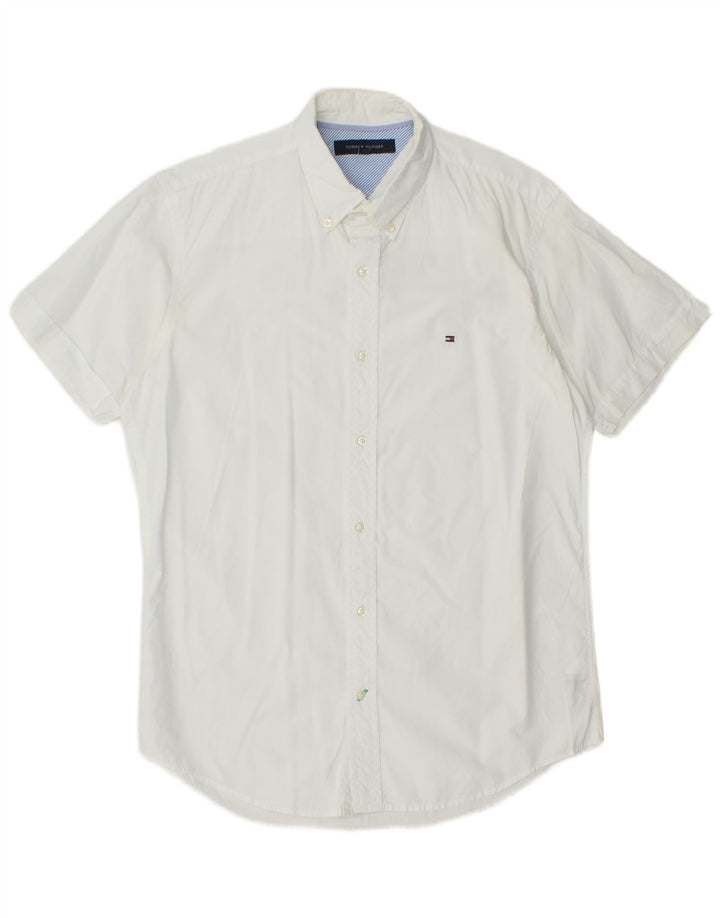 Camisa masculina de manga curta TOMMY HILFIGER algodão branco médio