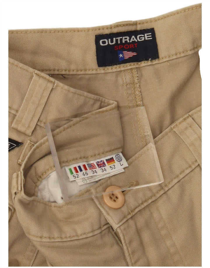 Calça cargo masculina OUTRAGE reta W34 L30 algodão bege